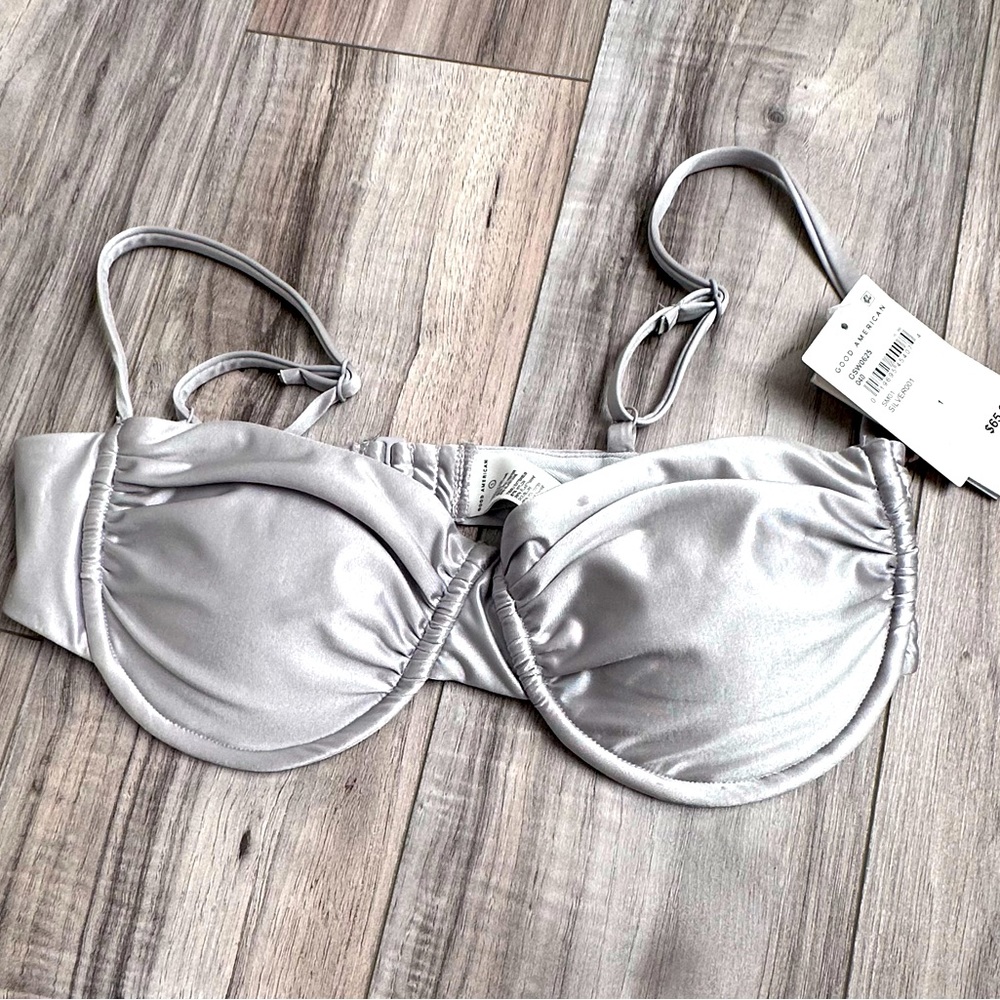 BRAND NEW with tags Good American Metallic Bathing Suit Top Size Small